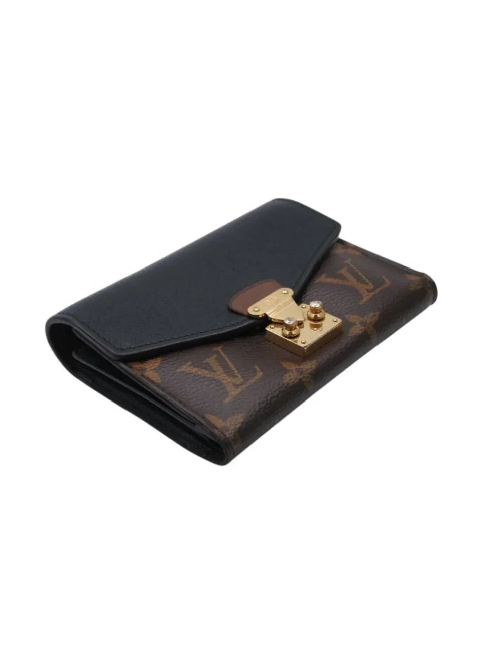 Louis Vuitton Portefeuille Pallas Compact Trifold Wallet Monogram Canvas Brown